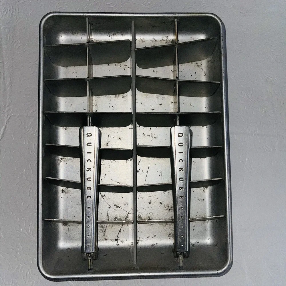 Vintage Kitchenware Lot Frigidaire Quickube Ice Tray Bromwell Sifter Jar Pitcher